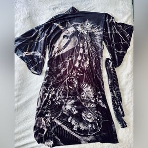 Blackmilk Magic Death Unicorn Velvet Swan Kimono